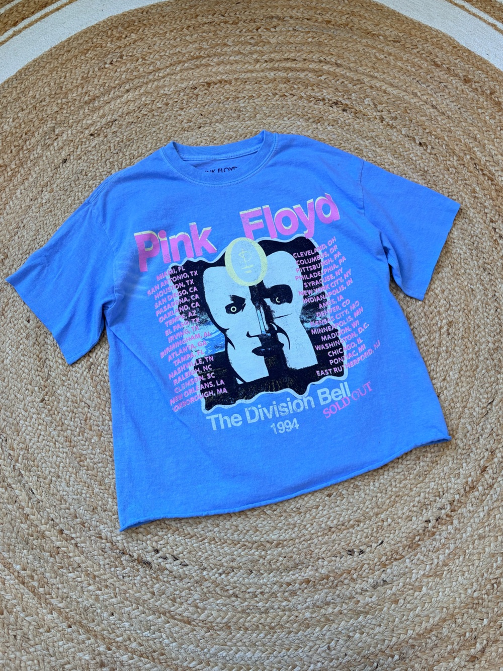 Pink Floyd Blue 'The Division Bell' Graphic Tee with Pink Accents